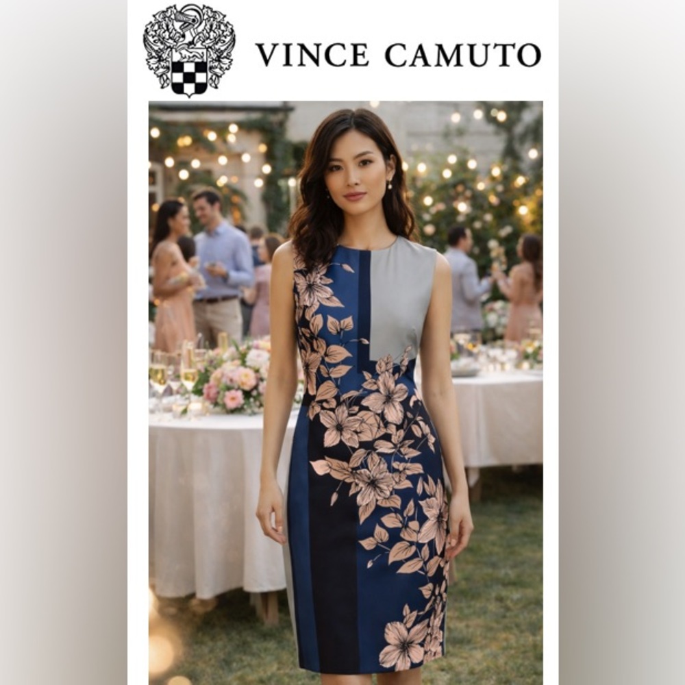 🌼 Vince Camuto shift dress Blue Pink Floral Size 6